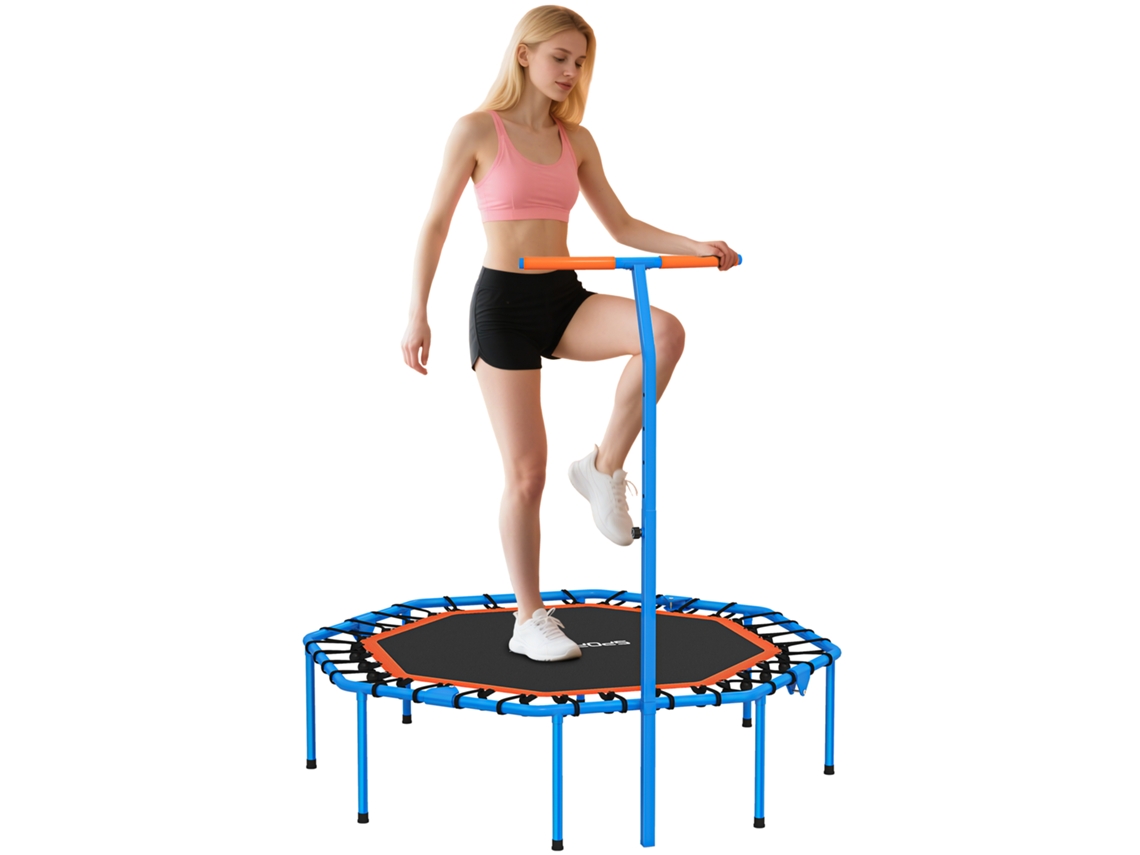 Trampolim de Fitness com Apoio Ajustável, silencioso e estável, aço, azul, para treino indoor BTFORUS