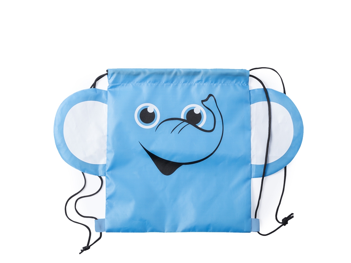 Mochila De Corda Llorel Dobrável Para Criança, Em Suave Poliéster 210t. Design Elefante. Dam