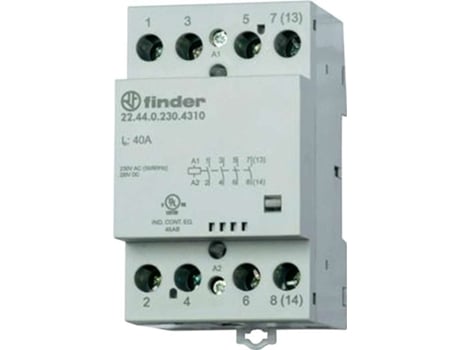 Contator de instalação 22.44.0.230.4710 3 NA/1 NF 40/4/1,2 A (22.44.0.230.4710) Finder (30/110/220 V)