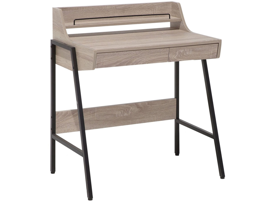 Secretária BELIANI Broxton de MDF Castanho claro 77x46x89
