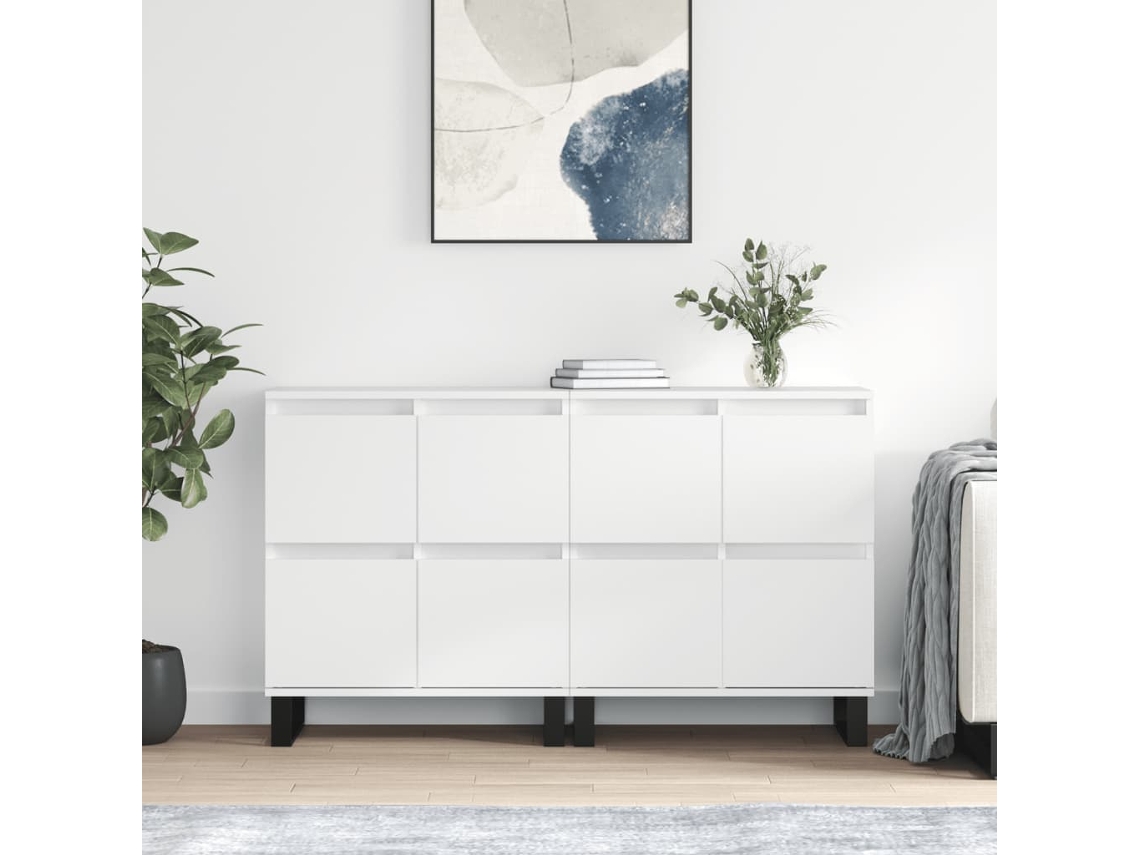 Vidaxl Aparadores 2 Pcs Derivados De Madeira Branco Brilhante