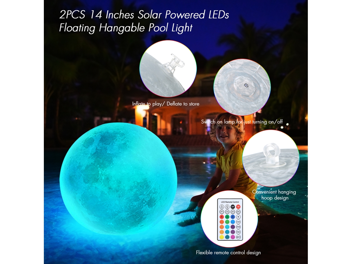 Luzes Flutuantes Solares 14 Polegadas LED RGBW com Controle Remoto | S/MARCA