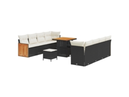 Conjunto 11 Conjunto De Sofá De Jardim Vidaxl Preto Vime Pe (231 X 62 X 85 Cm)