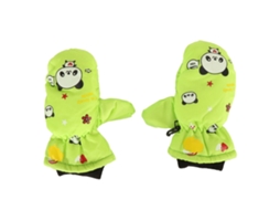 Luvas De Neve Infantis Aquáticas E Antivento Quentes Com Padrão Fofo Para Ski Caminhada Verde 2pcs