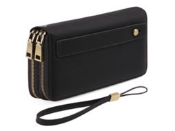 Mala De Mão De Comprimento Longo De Dupla Correr Para Senhora, Carteira Com Bolsa, 20*11*4cm, Preto Estrelado