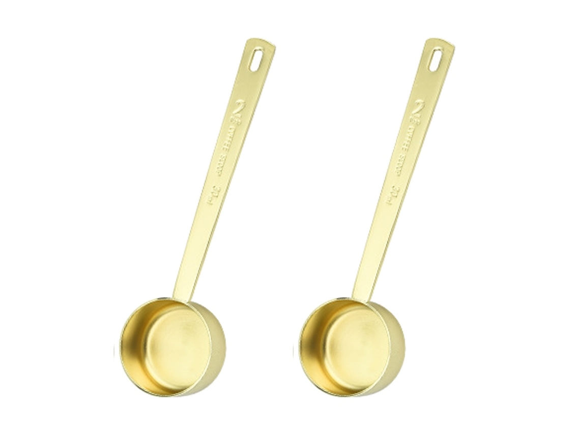 Colocar 2 Copos Medidores De 30 Ml, Em Aço Inoxidável, Dourados, Com Furo