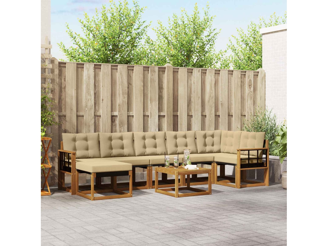 Vidaxl Conjunto De Sofás Para Exterior 8 Unid. Natural E Bege