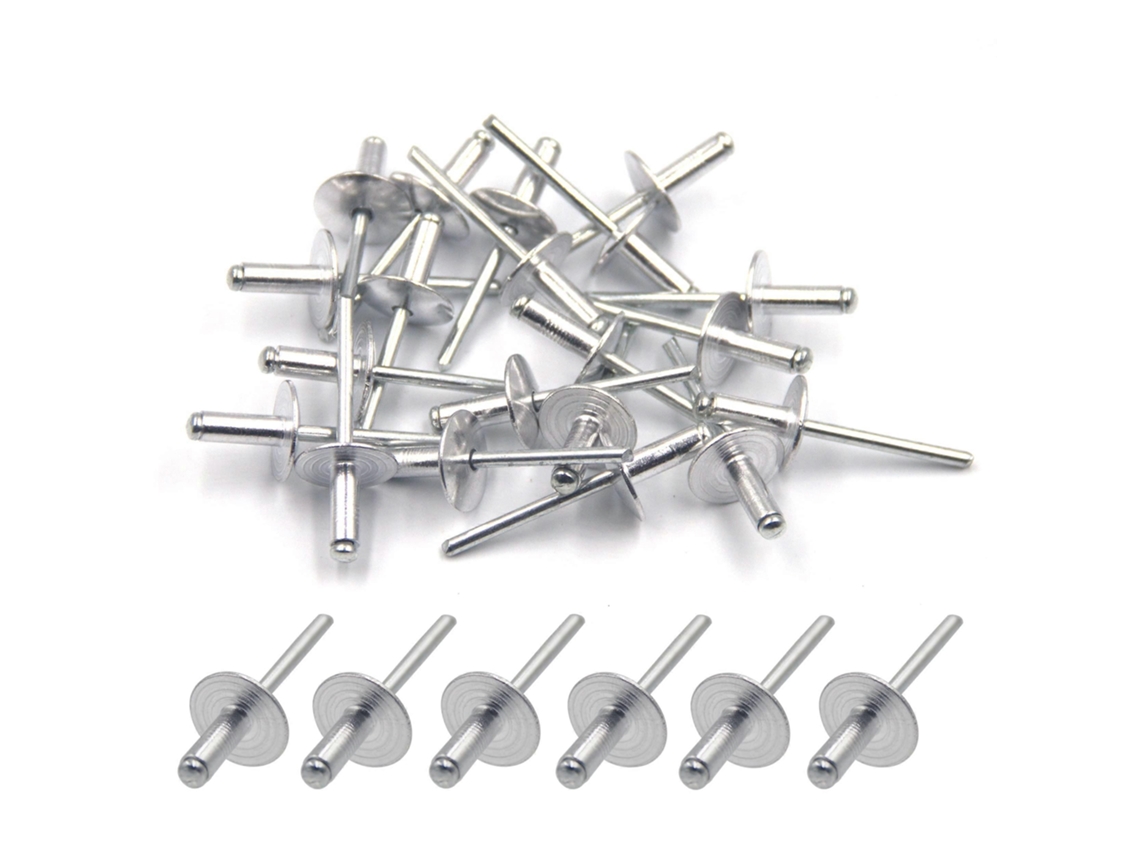 50 Remaches Ciegos de Alumínio com Brida Grande 4,8mm X 12mm | S/MARCA