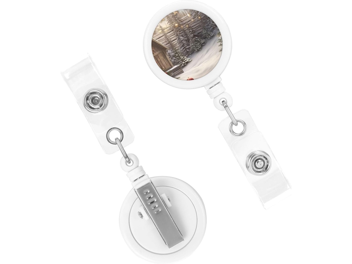 Porta Crachá Retrátil Resistente, Porta Crachás de Madeira Natalinos, Chaveiros Com Clip Resistente, Porta Cartões