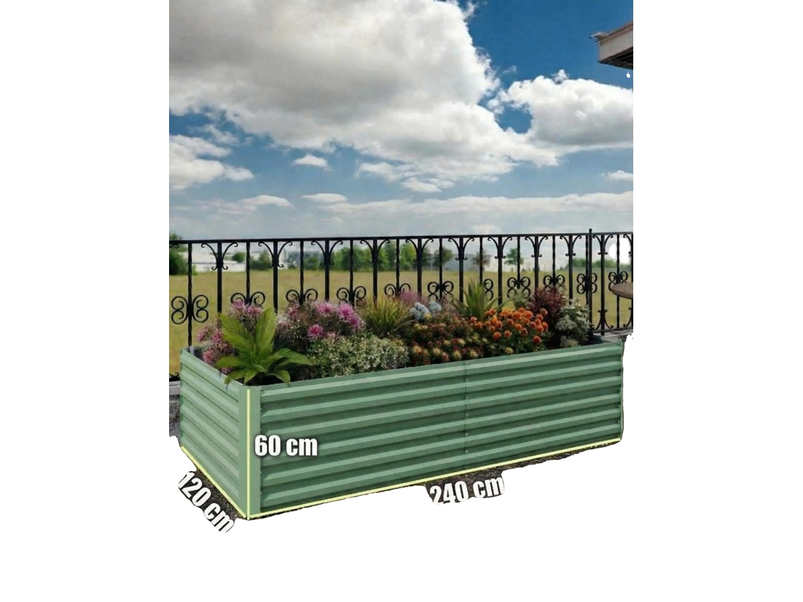Jardineira De Cama, Metal À Prova De Ferrugem, Montagem Fácil, Verde 240x120x60cm