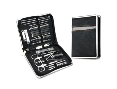 Kit de manicure profissional Baykar Qt04 preto com 26 peças e cortador de unhas