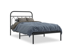 Estrutura de Cama com Cabeceira Metal Preto MAISON EXCLUSIVE 100x190 cm