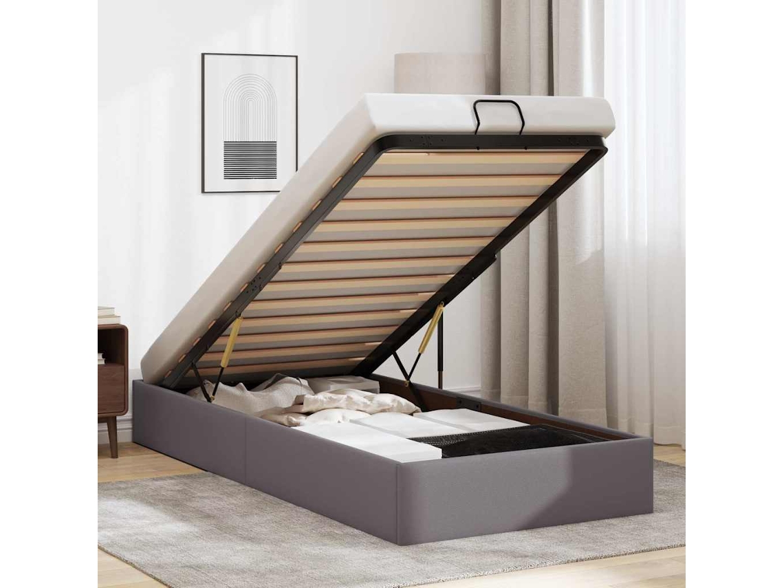 Vidaxl Estrutura De Cama Otomana Sem Colchão 100x200 Cm Cinzento