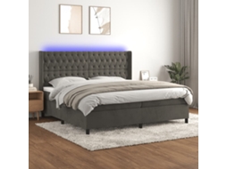 Vidaxl Cama Box Spring C/ Colchão/led 200x200cm Veludo Cinzento-escuro