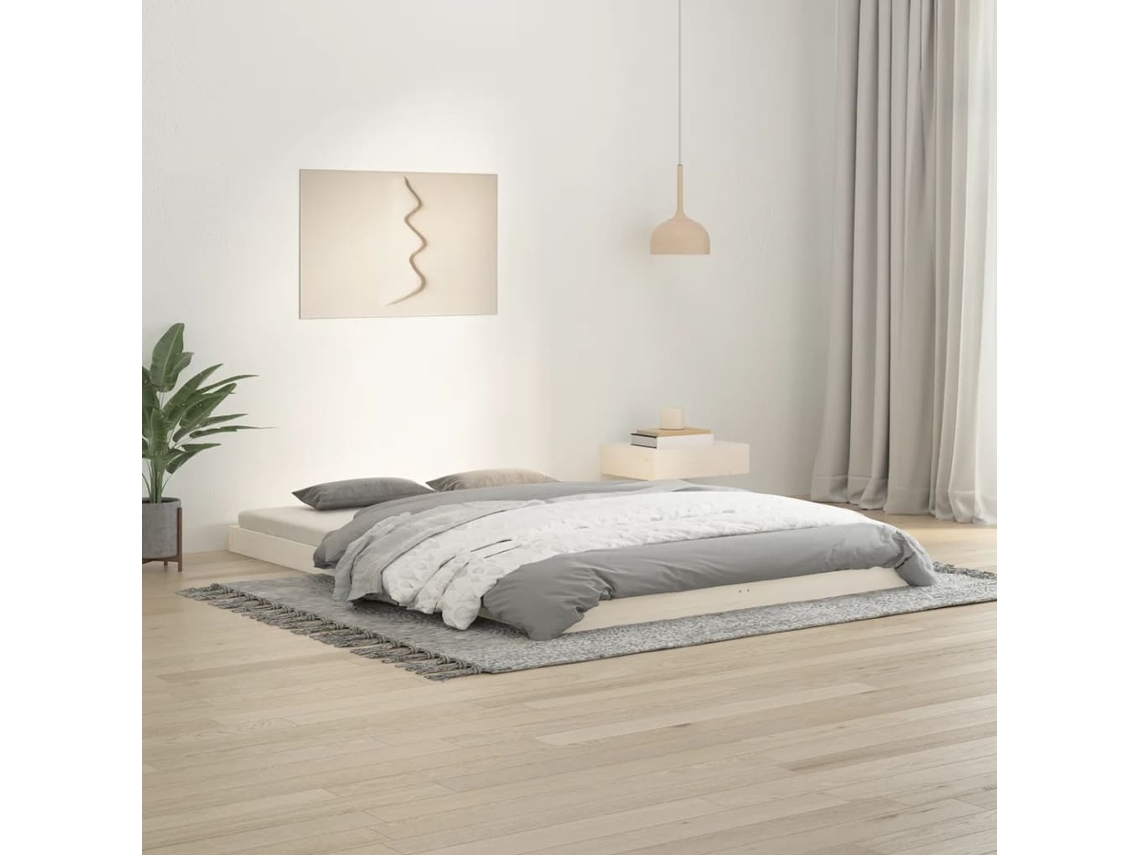 Vidaxl Estrutura de Cama 140x200 Cm Madeira de Pinho Maciça Branco