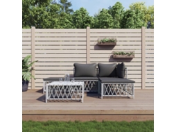 Pcs Conjunto Lounge De Jardim Com Almofadões Aço Branco Dkd Home Decor