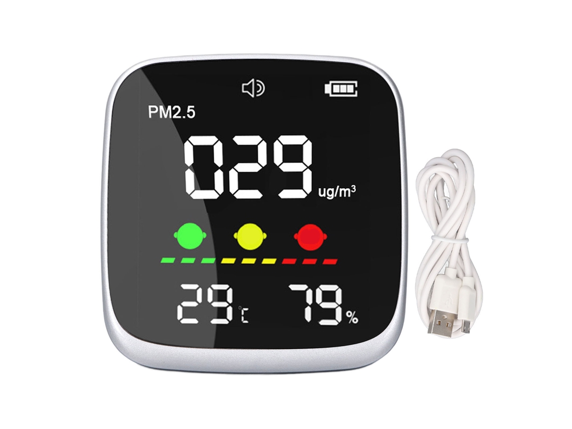 Medidor de Qualidade do Ar Portátil Pm2.5 com Detector de Temperatura e Umidade | S/MARCA