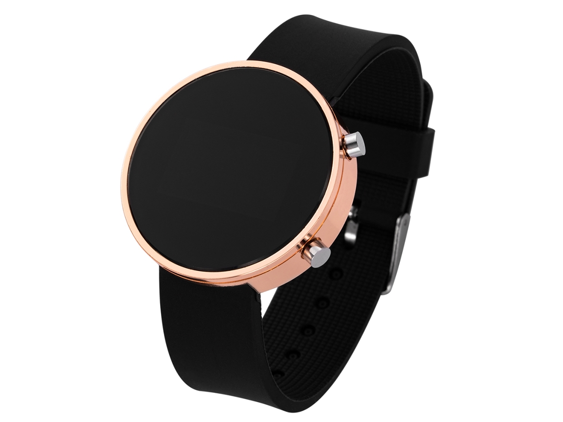 Relógio Digital Feminino , Pulseira De Silicone À Prova Dágua E Resistente A Choques, Design Redondo. Mdug (preto, Rosa, Dourado)