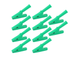 10pcs Grampo de Teste Elétrico 20a Abertura 10mm Isolado Seguro para Equipamentos Eletrônicos Maquinaria de Solda Verde
