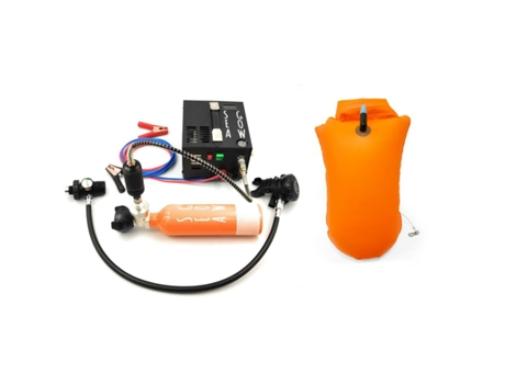 Conjunto compressor de 12 volts + mini tanque de mergulho + bóia SEAGOW 200 TU