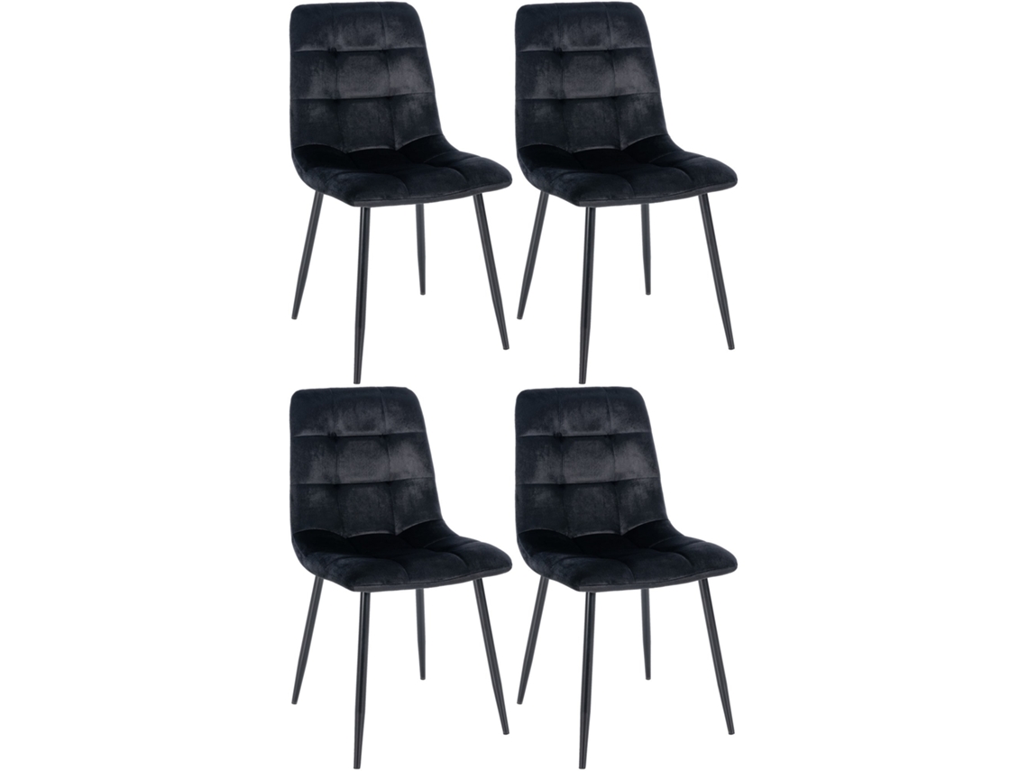 Conjunto De 4 Cadeiras De Jantar Tilde Preto/veludo Clp