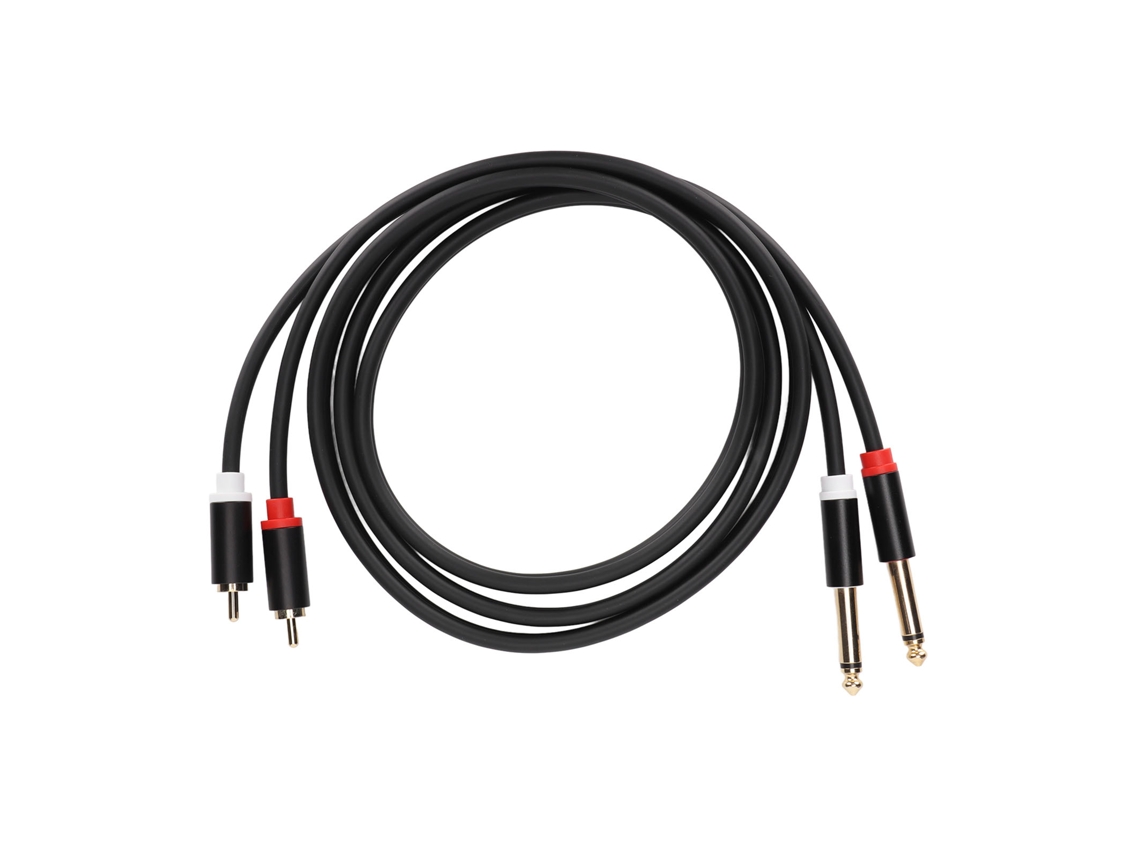 Cabo Estéreo De 1, 5 M Com Conectores Rca Duplos De 6, 35 Mm(1/4'') E 2 Portas Rca Para Ts