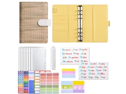 Macaron Ring Bound Cloth Journal With Zipper Woven Green Luxury Gift Set 12-budget Cards + 8-zipper Pouches 2-word