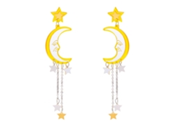 Brincos De Ouro Estrela Lua Acessório Decorativo Feminino