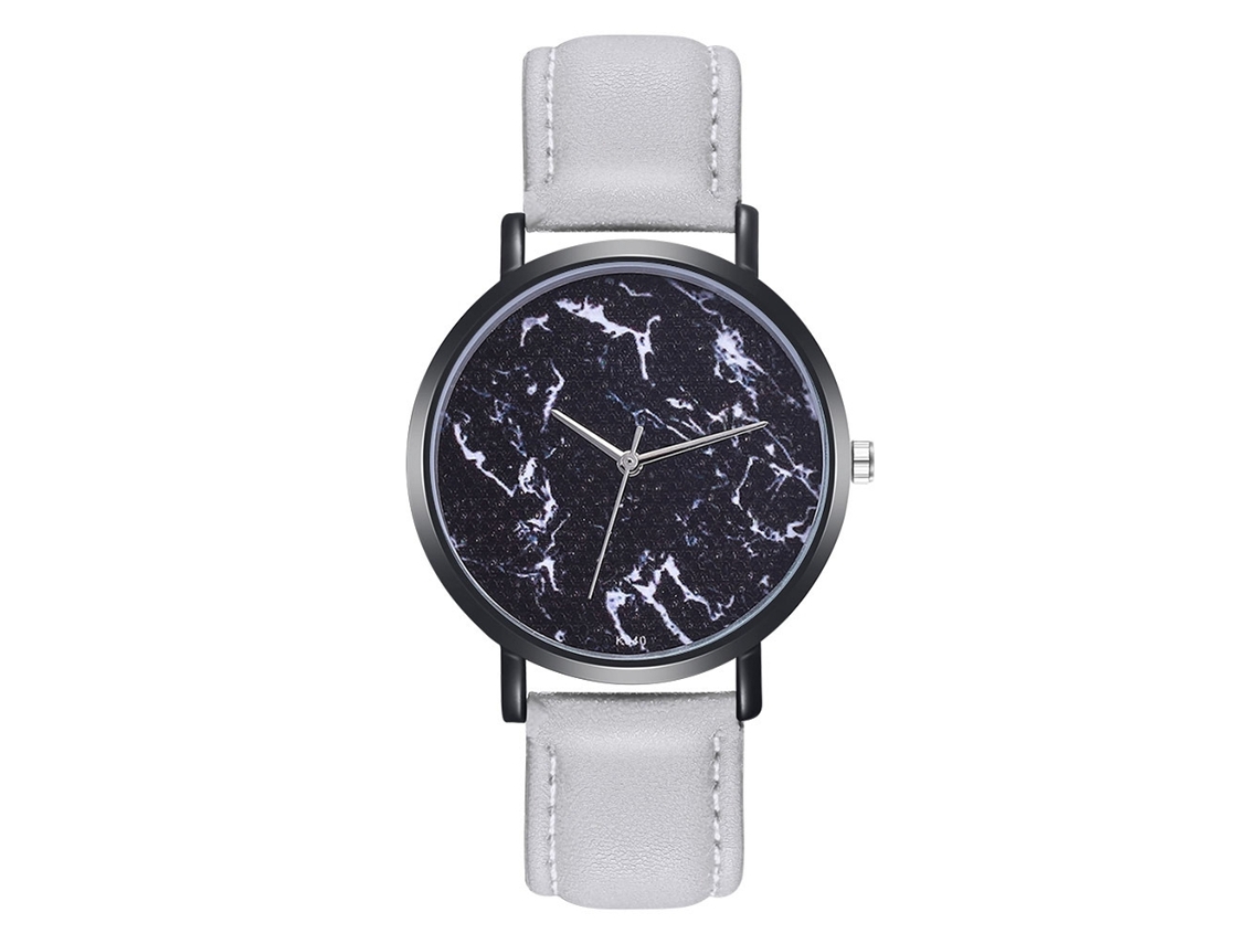 Reloj De Cuarzo Casual Unisex Con Correa De Cuero Pu Dial Redondo Gris
