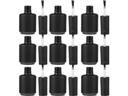 De 10 Frascos De Vidro Vazios De 15ml Para Esmalte, Recarregáveis, Com Pincel Integrado, Coloridos.