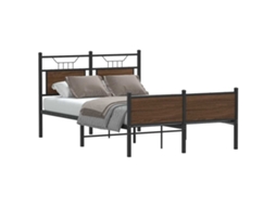 Vidaxl Estrutura Cama S/ Colchão Derivados Madeira Carvalho Castanho