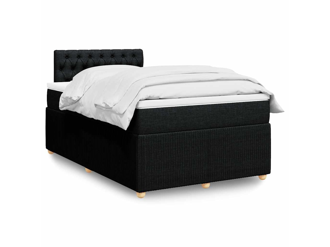 Vidaxl Cama Boxspring com Colchão 120x190 Cm Tecido Preto