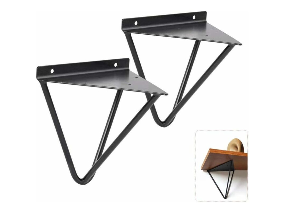 Suporte Triangular Para Prateleira, 2 Peças, Metal, Para Parede, Preto, Branco