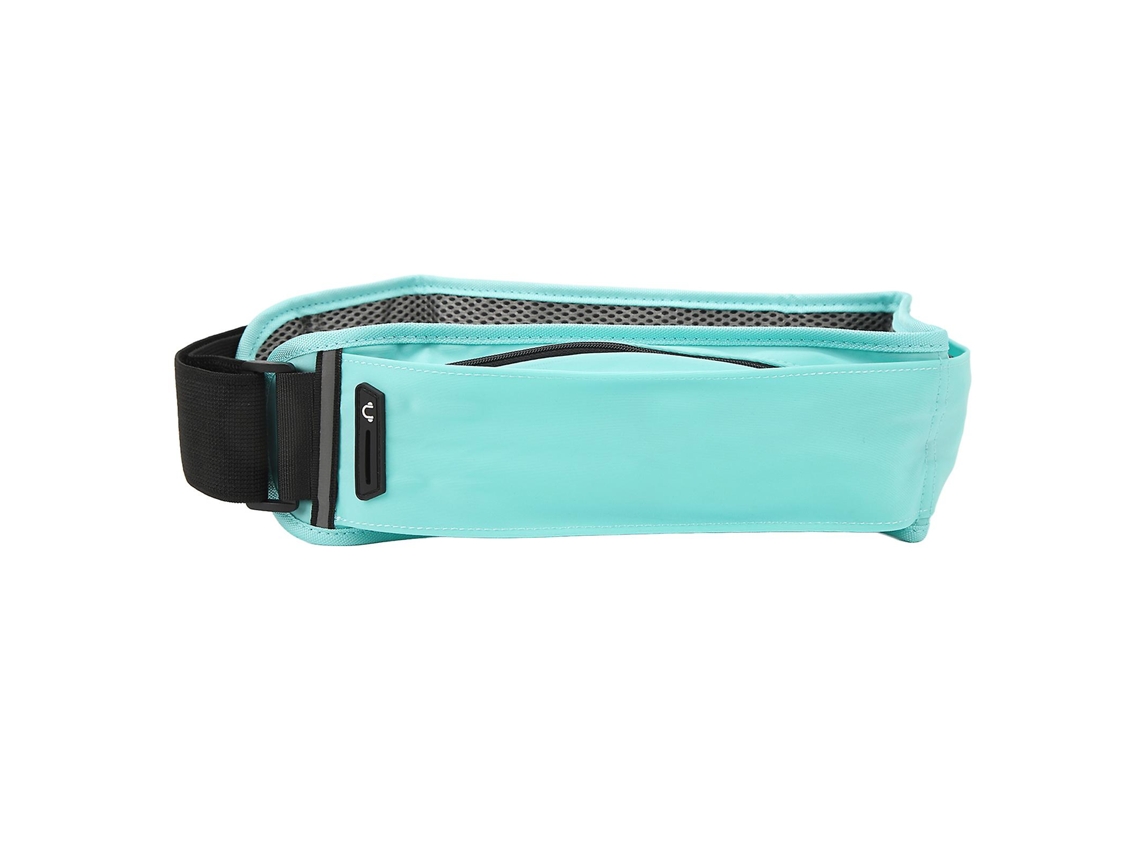 Cinto de corrida Slowmoose com faixa refletiva azul-celeste, elástico, respirável, fino e leve, com vários bolsos independentes.