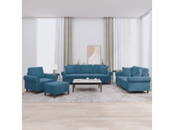 Vidaxl 4 Pcs Conjunto De Sofás Com Almofadas Veludo Azul