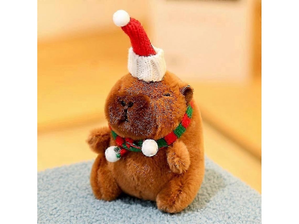 Brinquedo De Pelúcia Capivara, Gorro Vermelho E Cachecol Verde, Macio, Para Brincar E Decorar