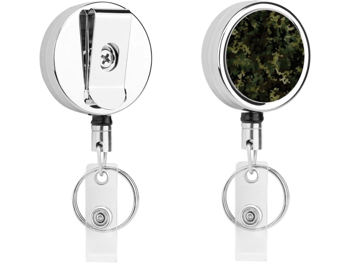 Porta Crachá Camuflado, Clipe Retrátil De Metal, Cordão De Nylon Portátil, Chaveiro De Aço Inoxidável, 67cm, Porta
