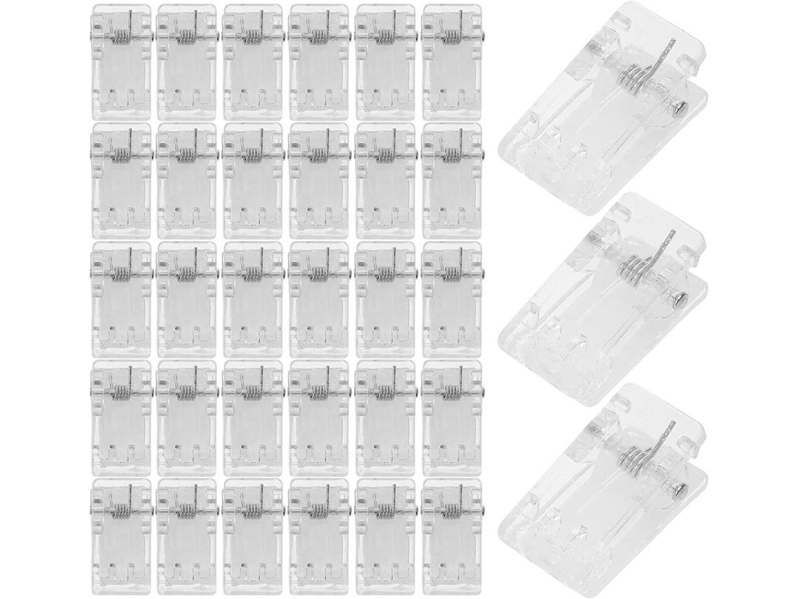 Conjunto Genérico Com 50 Clipes De Mola Autoadesivos Plástico Para Escritório E Reuniões, Pequenos Clipes Transparentes