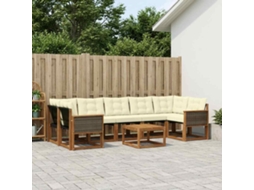 Vidaxl Conjunto De Sofás Para Exterior 8 Unid. Natural E Creme