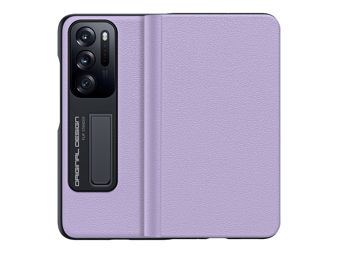(roxo Oppo Find N) Capa Protetora Dobrável Ultrafina Em Couro Genuíno Com Suporte.