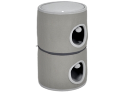Torre Modular Cinza Com 3 Níveis, Zíper Removível E 2 Bolas, 42x69 Cm, Uso Versátil E Funcional.
