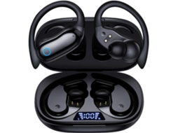 Fone Bluetooth, Longa Bateria, Redução Ruído, Toque, Condução Óssea, Display Digital, Bluetooth 5.3 Preto JIAPEI