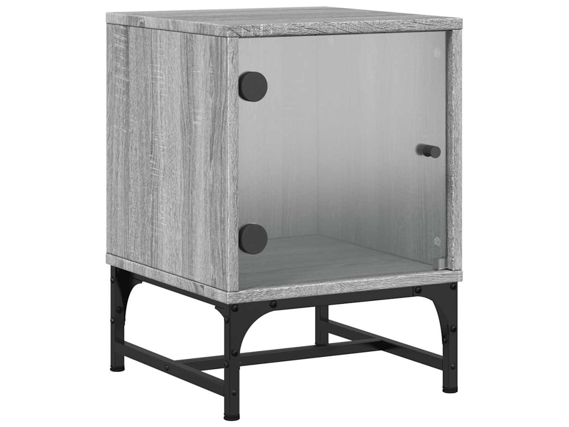 Maison Exclusive - Mesa De Cabeceira C/ Porta De Vidro 35x37x50 Cm Cinzento Sonoma