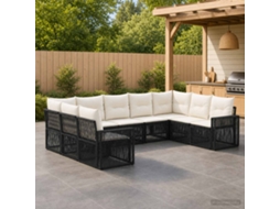 Vidaxl Conjunto De Sofá De Jardim 9 Unid. Preto E Branco Creme Vime Pe