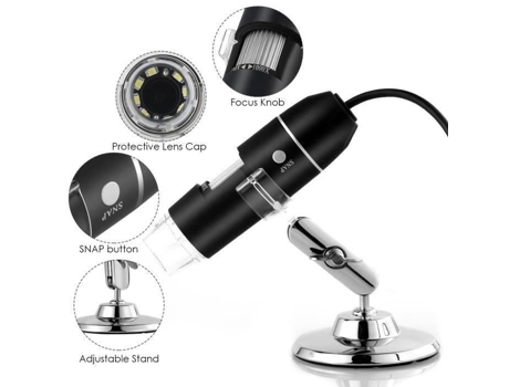 Microscópio digital USB YOPOTIKA X1000 com 8 LEDs, zoom 50-1000X e compatibilidade com Android/Win/Mac YOPOTIKA