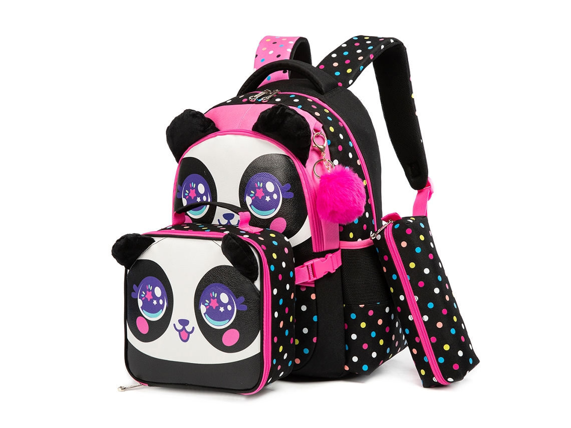 Conjunto FEGAR 2 de Mochila Escolar para Meninas com Coração Fofo Mochila Escolar Primária com Lancheira Rosa Novo em Folha 6 a 12 Anos