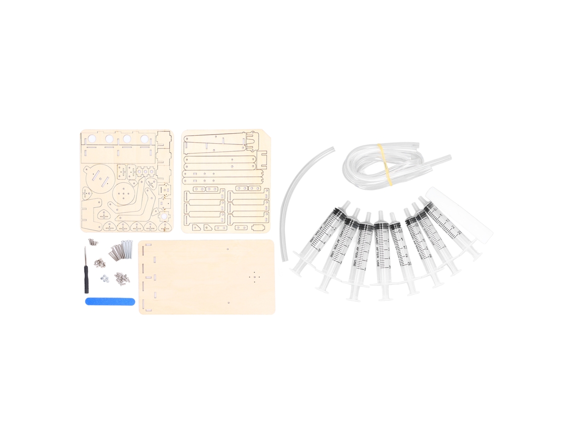 Kit de Braço Robótico Hidráulico de Madeira para Diy e Ensino com Seringas e Acessórios | S/MARCA