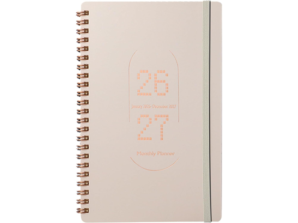 Agenda Semanal Bege 2026 2027 Agenda Compacta, Calendário Mensal, Bloco De Notas Diário Para Escritório, Estudos E Gokoco
