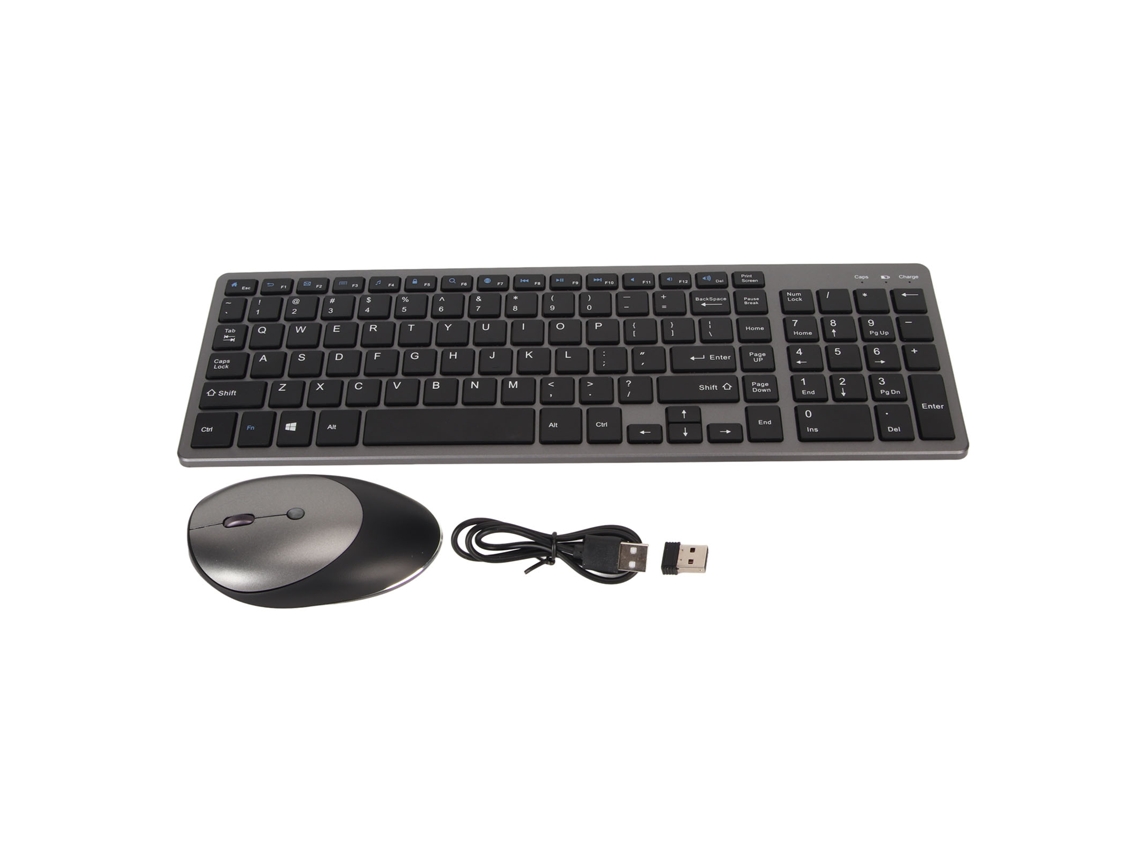 Aetheria combo Teclado e Mouse Sem Fio Recarregável 2.4g com Design Ergonômico e Redução de Ruído