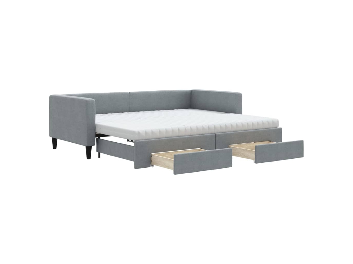 Daybed With Trundle, Daybeds With Trundles Vidaxl Cinzeto Tecido (90 X 190 Cm)
